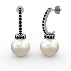 Savina İnci Küpe - Inci ve siyah zirkon 925 ayar gümüş küpe #1mk6jlv