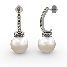 Savina İnci Küpe - Inci ve dumanlı kuvars 18 ayar beyaz altın küpe #30tl5h