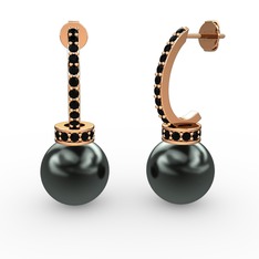 Savina İnci Küpe - Siyah inci ve siyah zirkon 8 ayar rose altın küpe #jhh1un