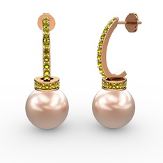 Savina İnci Küpe - Pembe inci ve peridot 18 ayar rose altın küpe #kwuv7d