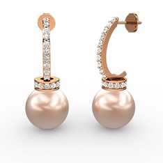 Savina İnci Küpe - Pembe inci ve swarovski 8 ayar rose altın küpe #mw1dq6