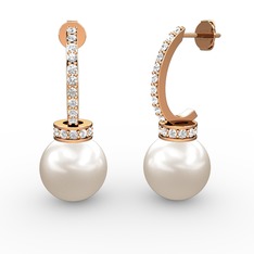 Inci ve swarovski 8 ayar rose altın küpe