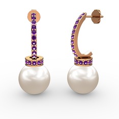 Savina İnci Küpe - Inci ve ametist 925 ayar rose altın kaplama gümüş küpe #t5wldq