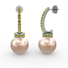 Savina İnci Küpe - Pembe inci ve peridot 925 ayar gümüş küpe #vxnga0