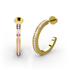 Lina Küpe - Pembe kuvars 14 ayar altın küpe #iokeyd