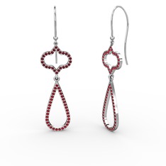 Garnet 14 ayar beyaz altın küpe