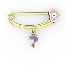 14 ayar altın nazar iğnesi (Pastel pembe mineli)