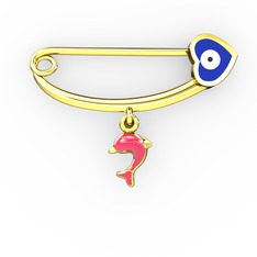 925 ayar altın kaplama gümüş nazar iğnesi (Lacivert mineli)