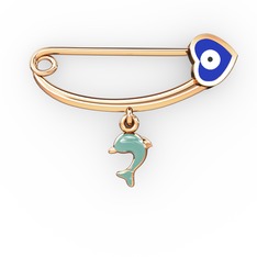 925 ayar rose altın kaplama gümüş nazar iğnesi (Lacivert mineli)