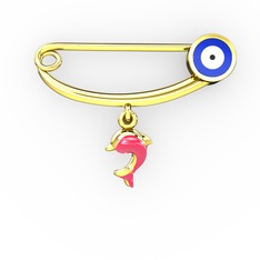 8 ayar altın nazar iğnesi (Lacivert mineli)