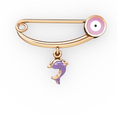 14 ayar rose altın nazar iğnesi (Pastel pembe mineli)