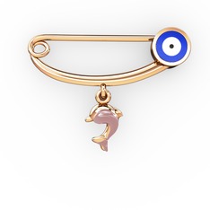 18 ayar rose altın nazar iğnesi (Lacivert mineli)