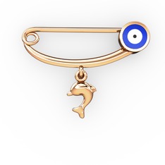 14 ayar rose altın nazar iğnesi (Lacivert mineli)