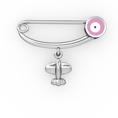 925 ayar gümüş nazar iğnesi (Pembe mineli)