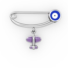 925 ayar gümüş nazar iğnesi (Lacivert mineli)