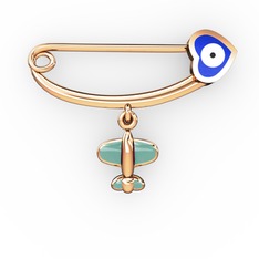 14 ayar rose altın nazar iğnesi (Lacivert mineli)