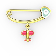 14 ayar altın nazar iğnesi (Pastel mavi mineli)