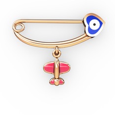 18 ayar rose altın nazar iğnesi (Lacivert mineli)