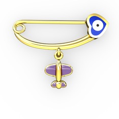 14 ayar altın nazar iğnesi (Lacivert mineli)