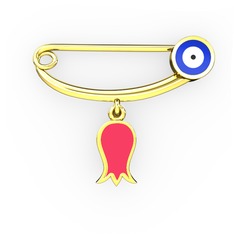 925 ayar altın kaplama gümüş nazar iğnesi (Lacivert mineli)