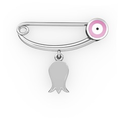 925 ayar gümüş nazar iğnesi (Pastel pembe mineli)