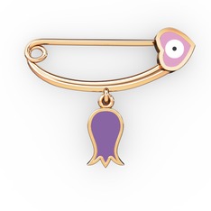 14 ayar rose altın nazar iğnesi (Pastel pembe mineli)