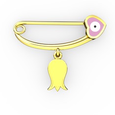 8 ayar altın nazar iğnesi (Pastel pembe mineli)