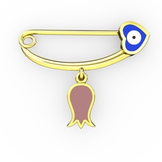 14 ayar altın nazar iğnesi (Lacivert mineli)