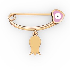 925 ayar rose altın kaplama gümüş nazar iğnesi (Pastel pembe mineli)