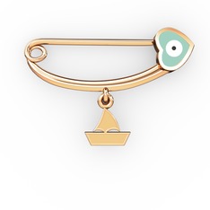 18 ayar rose altın nazar iğnesi (Pastel mavi mineli)