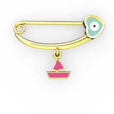 8 ayar altın nazar iğnesi (Pastel mavi mineli)