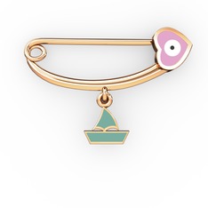 18 ayar rose altın nazar iğnesi (Pastel pembe mineli)