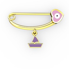 8 ayar altın nazar iğnesi (Pastel pembe mineli)