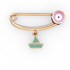 18 ayar rose altın nazar iğnesi (Pastel pembe mineli)