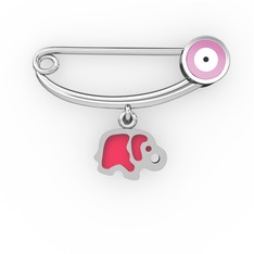 925 ayar gümüş nazar iğnesi (Pastel pembe mineli)