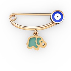 Filli Yuvarlak Nazar İğnesi - 18 ayar rose altın nazar iğnesi (Lacivert mineli) #2lqh1k