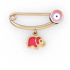 Filli Yuvarlak Nazar İğnesi - 925 ayar rose altın kaplama gümüş nazar iğnesi (Pastel pembe mineli) #ifs6u9