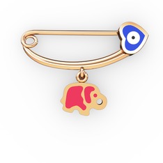 18 ayar rose altın nazar iğnesi (Lacivert mineli)