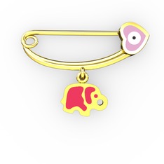 Filli Kalp Nazar İğnesi - 14 ayar altın nazar iğnesi (Pastel pembe mineli) #1poituj