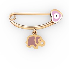 8 ayar rose altın nazar iğnesi (Pastel pembe mineli)