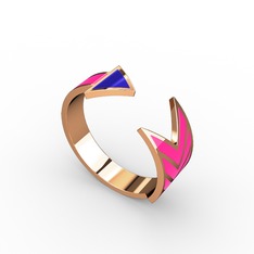 Ok Yüzük - 14 ayar rose altın yüzük (Mavi mineli) #10teci0