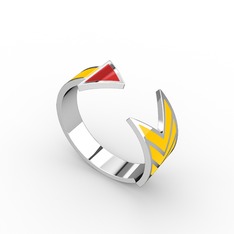 Ok Yüzük - 18 ayar beyaz altın yüzük (Kırmızı mineli) #14qq6y