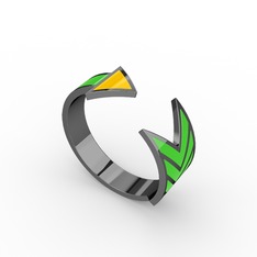 Ok Yüzük - 925 ayar siyah rodyum kaplama gümüş yüzük (Sarı mineli) #17w8yl3