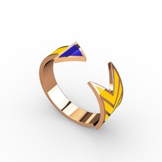 925 ayar rose altın kaplama gümüş yüzük (Mavi mineli)