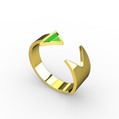 Ok Yüzük - 8 ayar altın yüzük (Neon yeşil mineli) #18tfxly