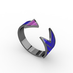 Ok Yüzük - 925 ayar siyah rodyum kaplama gümüş yüzük (Menekşe mineli) #1cw0pa5