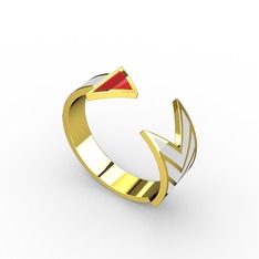 925 ayar altın kaplama gümüş yüzük (Kırmızı mineli)