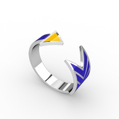 18 ayar beyaz altın yüzük (Sarı mineli)