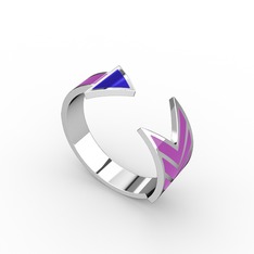 18 ayar beyaz altın yüzük (Mavi mineli)