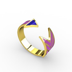 Ok Yüzük - 925 ayar altın kaplama gümüş yüzük (Mavi mineli) #1mve89t